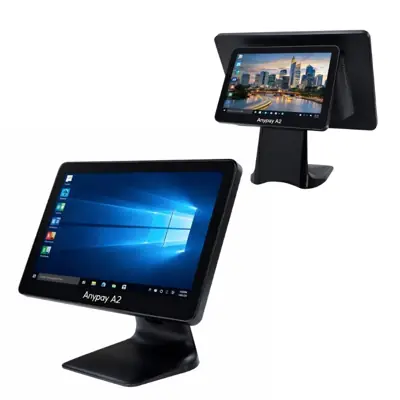 AnyPay A2D 15.6" Intel Core i5 4. Nesil Çift Ekran POS PC – 8 GB RAM – 128 GB mSATA SSD – Siyah