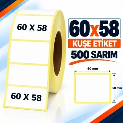 Etiket 60 X 58 Kuşe 500 Sarım